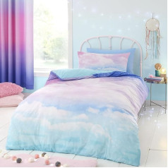 Catherine Lansfield Pastel Rainbow Clouds Reversible Double Duvet Cover Set ar spilvendrānām