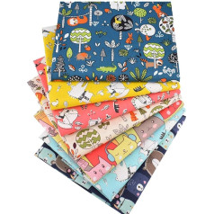 MIDUOLE Fat Quarters 7 vienetų 100 % medvilninių audinių ryšuliai 50x50 cm Precut Quilting Fabric Squares for DIY Patchwork Sewing Quilting Crafts No Repeat Design Cat Pattern