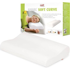 Sissel® Soft Curve Pillow | Maigais atbalsts un komforts | Viskoelastiskās putas | Velūra pārvalks, ko var mazgāt veļasmašīnā | Atvieglojums kaklam un mugurkaulam