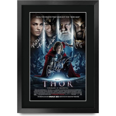 HWC Trading Thor A3 Thor Framed parakstīts drukāts autogrāfus Picture Print Photo Display Dāvana Chris Hemsworth Natalie Portman Idris Elba Tom Hiddleston Anthony Hopkins Movie Plakātu faniem