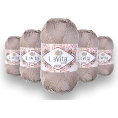 LaVita Yarn Rose Rokas adāmadatas dzija, vilna, 5 gabalu iepakojums, 100% akrils, 1 bumba, 100 g, 350 m (7121)