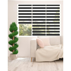 ZEBRA BLINDS Dienas un nakts žalūzijas 150-160-170-180-190-200-200-210-220-230 cm platumā, 150 cm garumā, izgatavotas pēc pasūtījuma (melnas, 55 cm platumā)