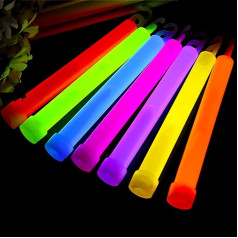 Apcirpšanas veikals 6 collu spīdošā spieķa aukla Premium Ultra Bright Glow in the Dark Rod Mega Party Pack of 25 (Multicolor) Jaungada vakaram, izlaidumam, kempingam