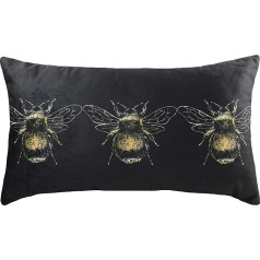 Evans Lichfield Gold Bee Velvet spilvena pārvalks, melns, 30 x 50 cm