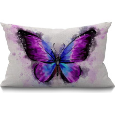 Butterfly Cushion Cover 30 x 50 cm Akvareļu dzīvnieku putnu burvju fantāzija tauriņi Taisnstūra spilvenu pārvalki Mājas Dekoratīvie kokvilnas lina metamo spilvenu pārvalks gultai dīvānam Violeti melns 30 x 50 cm