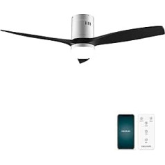 Cecotec - Griestu ventilatori ar apgaismojumu EnergySilence Aero 5600 Aqua Black&White Connected, 132 cm, 40 W, LED 20W gaisma, 3 lāpstiņas, 6 ātrumi, taimeris, ziemas/vasaras režīms, Wi-Fi, melns un balts