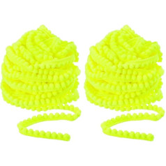 QUARKZMAN Pack of 2 10 Yards Pom Pom Ball Fringe Dekoratīvās lentes Šūšanas piederumi DIY mājas aizkaru aizkaru apģērbu spilvenu apdare (5 mm neona zaļa)