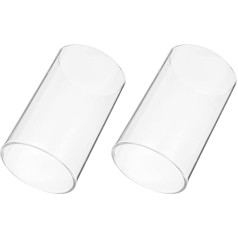 BESPORTBLE Hurricanes Clear Glass Candle Holder Cylinder Shape Both Ends Open End Chimney Tube LED Candle Shade Wedding Table Decoration 8x15cm (2 Pack)