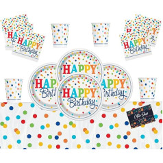 Rainbow Polka Dot Party Supplies Laimīgu dzimšanas dienu galda piederumu komplekts Rainbow Themed Party Dekorācijas 16 cilvēkiem