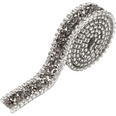 Rhinestone lentes šūšanai, mirdzošas lentes šūšanai uz kleitas, 15 mm Diamond Mesh Wrap Roll Sparkle Crystal Rhinestone lentes apdare (pelēka) (pelēka) (pelēka)