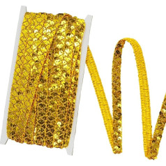 YXJDWEI kraštų nėriniai su Sequins nėrinių apdaila juostelės aplikuoti 13 m x 1,5 cm DIY drabužių užuolaidų užuolaidų stalo bėgikas apdaila (aukso)