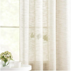 Treatmentex Semi Sheer aizkari viesistabai Dabas lina aizkari guļamistabai 90 Collu Long Farmhouse Country Rustic Window aizkari Grommet Beige