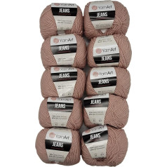 YarnArt Jeans vilnas audums adīšanai ar 55% kokvilnas, 500 g vilnas auduma (Dusky Pink 83), 10 x 50 g iepakojumā