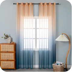 GIRASOLE HOME Pāri Voile aizkari Semi Sheer krāsu tonēts dzeltens un pelēks aizkars dzīvojamā istaba guļamistaba virtuve un iekštelpu 2 paneļi ar Eyelet 55 x 94 collu