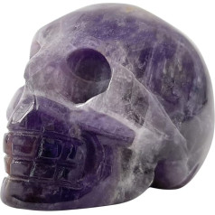 Spring.Rd 2 Inch Hand Carved Crystal Gemstone Skull Statue Healing Crystal Skull Sculpture Reiki Healing Stone Pocket Statue Carved Craftsmanship for Men Women (Amethyst)