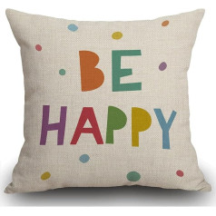 Smooffly Be Happy Throw Cushion Cover Mājas Dekoratīvie vīriešiem/sievietēm Dzīvojamā istaba Guļamistaba Sofa Krēsls 45 x 45 cm Spilvens pārvalks 45 x 45 cm