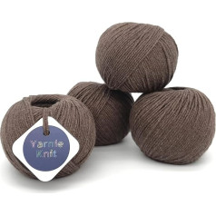 Yarnie Knit Utopi DK 55% īpaši smalka Merino vilna 45% kokvilna DK dzija 50g 99m vienā bumbiņā 4 Pack (Cocoa) Piemērota jebkuram tamborēšanas un adīšanas projektam.