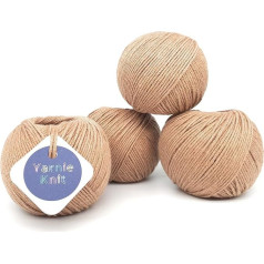 Yarnie Knit Utopi DK 55% Extra Fine Merino Wool 45% Cotton DK dzija 50g 99m vienā bumbiņā 4 Pack (Malt) Piemērota jebkuram tamborēšanas un adīšanas projektam.