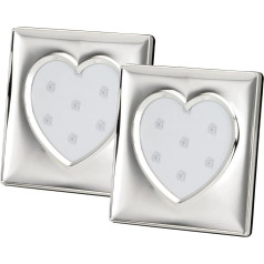 jūsu pils 2 fotorāmīšu komplekts Square Heart Cut-Out Smooth Polished Silver-Plated Tarnish Resistant 13,5 x 13,5 cm