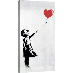 canvashop Modern Pictures Banksy Girl with Balloon 60 x 30 cm Vertikāls attēls uz audekla sienas izdrukas Dzīvojamā istaba Banksky Girl Balloon Girl Street Art