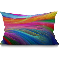 BGBDEIA Rainbow Cushion Cover Modern Art Fractall Rainbow Ocean kokvilnas lina dekoratīvais taisnstūra spilvens, kas paredzēts dīvānam Gulta Dīvāns 30x50cm