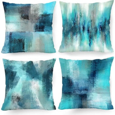 TIAODIAN spilvenu pārvalki 18 x 18 collu 4 Pack Blue Teal Abstract Dekoratīvie spilveni pārvalki 18 x 18 collu spilvenu pārvalki viesistabai Dīvāns Dīvāns Gulta Spilveni