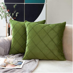 MERNETTE 2 Pack Velvet Soft Decorative Square Throw Pillow Covers Mājas dekorācijas dīvāna dīvāna gultas krēslam 50x50cm (Chrome Green)