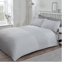 Sleepdown Lace Border sega sega pārklājs komplekts Silver Grey Luxury Soft Easy Care sega pārklājs ar spilvendrānām Super King (220x260cm) Poliesters King