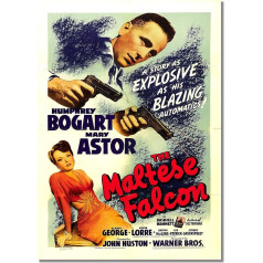 The Maltese Falcon A3 bez rāmja amerikāņu filma Noir reklāmas plakāts Humphrey Bogart Vintage Stars Foto Attēls