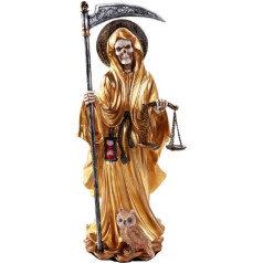 Klusā okeāna dāvanu komplekts Saint Muerte Saint Death Standing Reliģiska statuete 10 collu sasniegumu pārticības veiksmes (zelta)