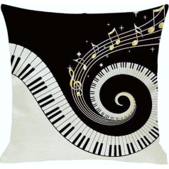 Pludmales pieturas mīksts muzikāls iedvesmots auduma spilvena pārvalks Swirly Piano 45x45cm