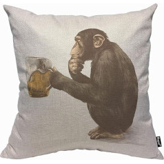 Mugod Gorilla Monkey Cushion Cover, sēžot un pārdomāti izskatās stikla alus spilvens spilvenu pārvalks spilvenu pārvalks vīriešiem Sievietes Dekoratīvs mājas dīvāns krēsls dīvāns 45x45cm