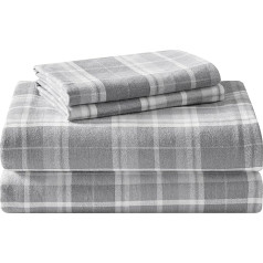 Laura Ashley Meliorācijas palagi, kokvilnas flaneļa gultasveļas komplekts, kokvilna, Mulholland Plaid Grey, Twin