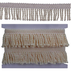 Bārkstis Aizkaru bārkstis Bullion Fringe Trim 2 collas plats 5 pēdas garš auduma apdares un rotājumi Aizkaru svari bārkstis šūšanai DIY apdare melns zelta balts (krēmīgi dzeltens, 2