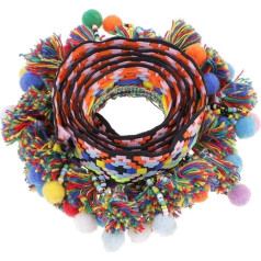 Zeagro 3ft Pom Pom Fringe Trim ar bārkstīm Žakarda lentes Šūšanas aizkaru galda kāzu galda dekorēšanai