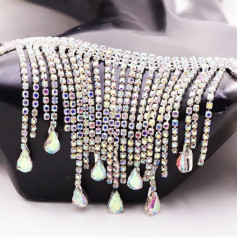 1 Yard Off Colour Drop Pendant Long Tassel Claw Chain Kaklarota Rhinestone Crystal Metal Apģērbu apavu aksesuāri Šūšana DIY