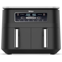 Ninja [AF300EU] 2 lieli cepšanas nodalījumi, 6 funkcijas, 2470 W, 2 neatkarīgas gārzonas, 7,6 litri, 65% enerģijas izmaksu ietaupījums