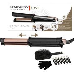 Remington ONE taisnotājs un lokšķēres [2-in-1 Multistyler] Iztaisnošanas/Curling režīms ar pārslēdzamu apsildāmu ārējo virsmu (ieskaitot birsti, klipus, cimdu, 150-230° digitālo displeju) Matu