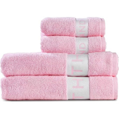 Cottera® roku dvieļu komplekts ar 4 dvieļiem | The Bath Towel Pink | Premium Hotel & Spa Quality | 2 vannas dvieļi 70 x 140 cm, 2 roku dvieļi 40 x 70 cm | 100% kokvilna, ilgtspējīgi ražoti Portugālē