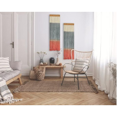 LE'MOO Makrame sienas piekaramais, Boho sienas dekors, viesistabas apdare, estētisks gobelēns, moderns gobelēns, sienas dekors, Dip Dye makrame, Boho dekors, 30 x 100 cm, oranža, 1 gab. iepakojums