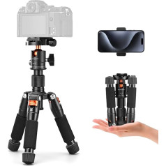 K&F Concept Mini Tripod, Compact Camera Tripod with 360° Ball Head, 52 cm Desktop Tripod, Table Tripod with Mobile Phone Holder, Tripod for Canon g7x/Sony/Nikon/Fujifilm, Max Load up to 6 kg,