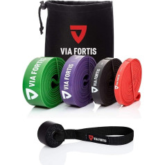 VIA FORTIS Premium pretestības lentes + vingrinājumu ceļvedis un soma - pretestības lentes / Pull-Up atbalsts / fitnesa lentes / treniņu lentes fitnesa un spēka treniņiem