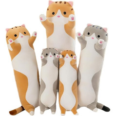 Bobomon Katze Kuscheltier stofftier Katze langes Kissen riesen XXL Kawaii groß plüschtier plüschkatze Cute seitenschläferkissen cat plushie (Gelb, 130cm)