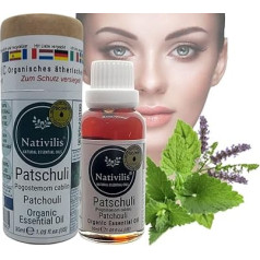 Nativilis Organic Patchouli ēteriskā eļļa Pogostemon Cablin ādas slimību ārstēšanai - palīdz pret taukainiem matiem vai blaugznām - pretiekaisuma līdzeklis, insekticīds Copaiba - Patchouli