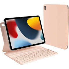 HOU Keyboard Case iPad 10. paaudzes (10,9 collas 2022), regulējams leņķis, viedās tastatūras folio un magnētiskā uzlāde, iPad 10. paaudzes tastatūrai, QWERTZ izkārtojums, rozā krāsā