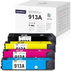 swiss toneri HP 913A 913 Printera kasetnes, kas ir saderīgas ar HP Pagewide Pro 477dw, HP Pagewide 377DW (HP 913a Black/Yellow/Cyan/Magenta)