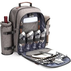 ZORMY Picnic Backpack Set for 4 People with Cooler Compartment, Picnic Bag with Waterproof Bag, Insulated Bottle/Wine Holder, Fleece Blanket and Cutlery for Camping, Gifts for Couples, Wedding