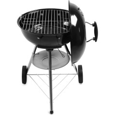 Kettle Charcoal Barbecue Pārnēsājamie BBQ grili Āra bumbu dizains melnā krāsā 47 x 49 x 80 cm