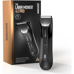 MANSCAPED® The Lawn Mower® 4.0 PRO - cirpšanas ierīce cirkšņu un ķermeņa matiņu skūšanai, SkinSafe® trimmera asmens, ūdensizturīga, saderīga ar USB-C un bezvadu uzlādi, vīriešu ceļojuma fiksatora lodveida skuveklis