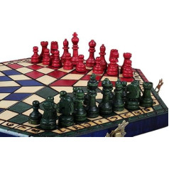 Sunrise Chess & Games Three Chess Set Small, Tricolour, Travel Chess, Wooden Figures, Educational